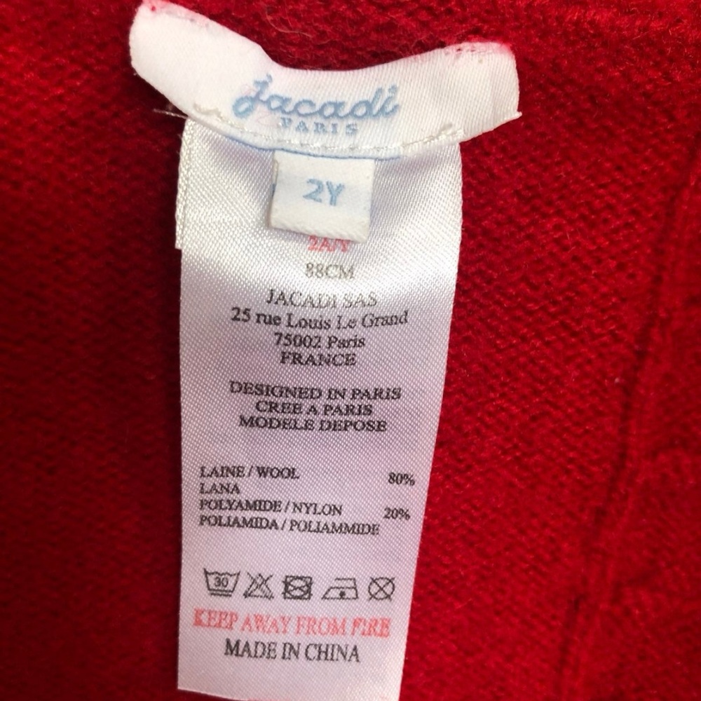 Jacadi red wool cardigan jacket - Picture 4 of 7